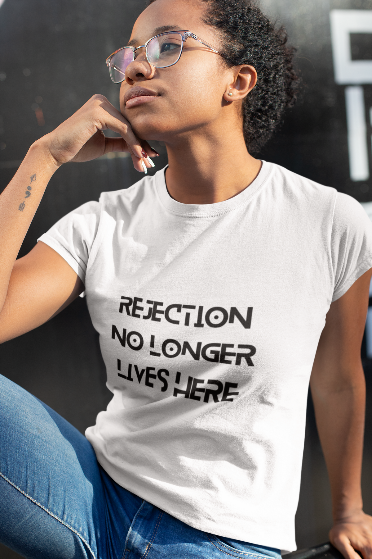 REJECTION NO LONGER LIVES HERE T-SHIRT